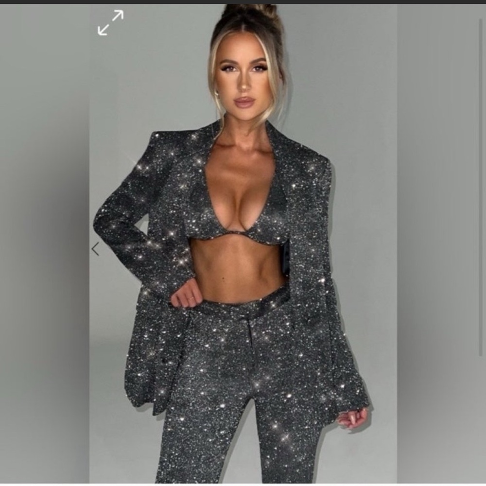 Baby Boo Dark gray Glitter Blazer and Bralette